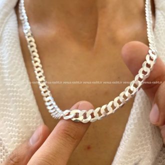 زنجیر نقره ایتالیا مدل کارتیه سه تراش