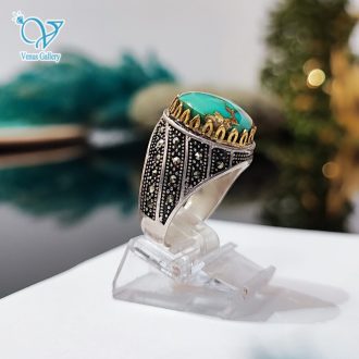 انگشتر نقره مردانه سنگ فیروزه نیشابور اصل کد 4707