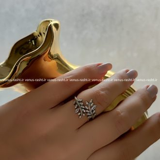 انگشتر نقره زنانه طرح جواهر مدل گندم