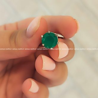 انگشتر نقره جواهری زنانه نگین سبز کد 5247