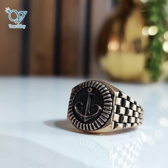 انگشتر طلاروس مردانه رکاب رولکس طرح لنگر