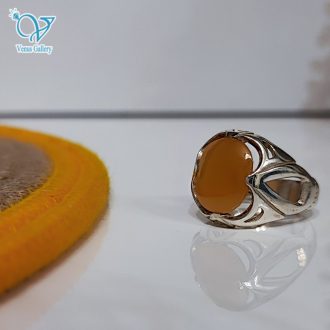 انگشتر نقره مردانه یاقوت زرد صنعتی