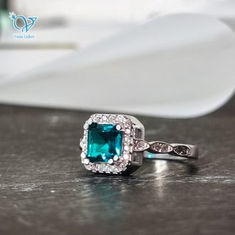 انگشتر نقره جواهری ظریف نگین آبی کد 5321