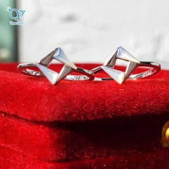 انگشتر نقره ظریف دخترونه نگین صدفی