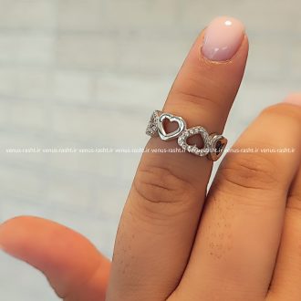 انگشتر نقره دخترانه ظریف مدل قلبی