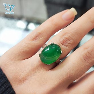 انگشتر نقره زنانه سنگ عقیق سبز