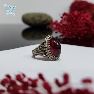 انگشتر نقره مردانه سنگ یاقوت قرمز صنعتی کد 5484
