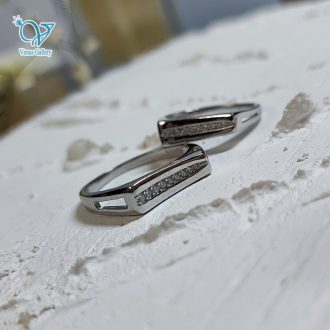 حلقه ست نقره نگین دار طرح طلا سفید کد5662