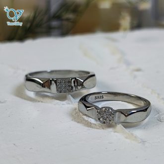 حلقه ست نقره طرح طلا سفید کد 5751