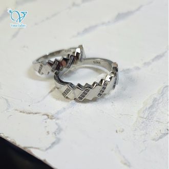 حلقه ست نقره طرح طلا سفید کد5647