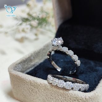 حلقه پشت حلقه ظریف نقره جواهری کد 6290