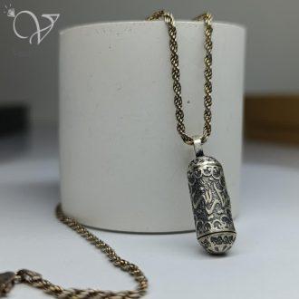 مدال جا دعایی نقره سیاه قلم کد 6995