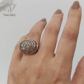 انگشتر نقره زنانه تمام تراش بدون نگین