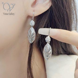 گوشواره نقره زنانه تمام تراش بدون نگین طرح طلاکد 7562