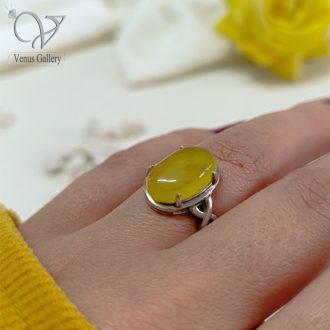 انگشتر نقره زنانه عقیق زرد (شرف الشمس) کد 9324