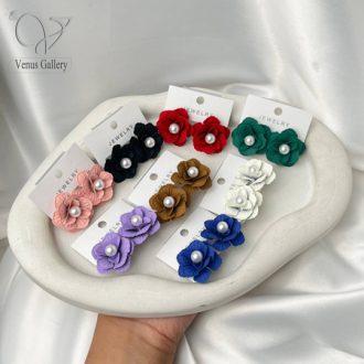 گوشواره دخترانه طرح گل و مروارید کد 10228