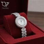 ساعت نقره زنانه طرح جواهر نگین دار کد 598