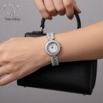 ساعت نقره زنانه طرح جواهر نگین دار کد 598 - Image 3