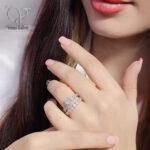 حلقه پشت حلقه ظریف نقره جواهری