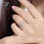 حلقه پشت حلقه ظریف نقره جواهری