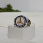 انگشتر نقره مردانه مدل مرسدس بنز سفید طلایی کد 5487 - Image 4