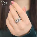 انگشتر نقره مدل تراش طرح طلا سفید (هدیه شیک روز مادر) کد 4644 - Image 2