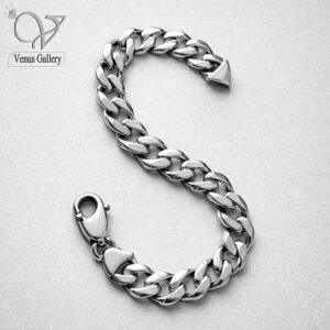 دستبند نقره مردانه مدل کارتیر ضخیم