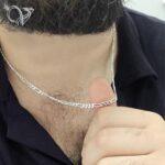 زنجیر نقره مردانه مدل فیگارو کد 6510