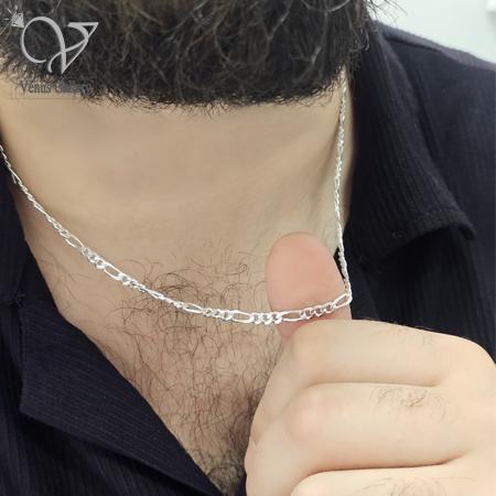 1-2-3.jpg زنجیر نقره مردانه مدل فیگارو کد 6510 - Image 1