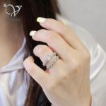حلقه پشت حلقه ظریف نقره جواهری