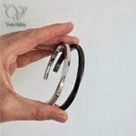 دستبند بنگل پیچ مشکی و نقره ای مردانه کد8655 - Image 3