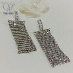 گوشواره جواهری فول نگین آویز برند استیل کد 9715 - Image 2