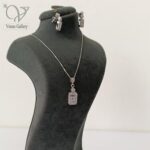 نیم ست نقره جواهری زنانه امرالدکات کد 4492