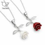 گردنبند گل رز نقره دخترانه / زنانه