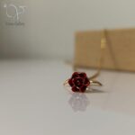 گردنبند غنچه گل رز قرمز نقره و دخترانه کد 9041 - Image 2
