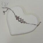 دستبند نقره زنانه مدل تراش اشکی طرح طلاسفید کد 5841 - Image 4