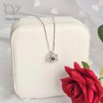 گردنبند نقره تلسکوپی به صد زبان دنیا دوستت دارم طرح دونه برف کد 5208 - Image 2