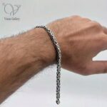 دستبند نقره مردانه مدل کرال گرد و ضخیم کد 4987