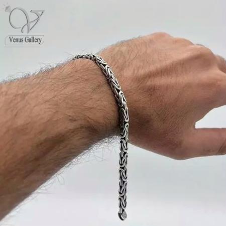 1006.jpg دستبند نقره مردانه مدل کرال گرد و ضخیم کد 4987 - Image 1