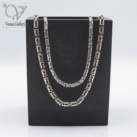 زنجیر نقره مردانه کرال سیاه قلم ترکیه ای - گالری نقره ونوس زنجیر نقره مردانه کرال سیاه قلم ترکیه ای