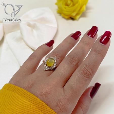 1013-1-2.jpg انگشتر نقره زنانه نگین جواهری سنگ عقیق زرد با امکان حکاکی دعای شرف الشمس کد 5972 - Image 1