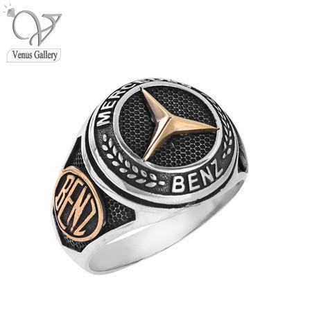 1013-1.jpg انگشتر نقره مردانه مدل مرسدس بنز کد 5484 - Image 1