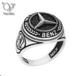 انگشتر نقره مردانه مدل مرسدس بنز ترکیه کد 5543