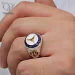 انگشتر نقره مردانه مدل مرسدس بنز سفید طلایی کد 5487 - Image 3