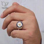 انگشتر نقره مردانه مدل مرسدس بنز سفید طلایی کد 5487 - Image 2