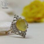 انگشتر نقره زنانه نگین جواهری سنگ عقیق زرد با امکان حکاکی دعای شرف الشمس کد 5972 - Image 4