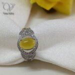 انگشتر نقره زنانه سنگ عقیق زرد با حکاکی شرف الشمس کد 5957 - Image 2