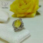 انگشتر نقره زنانه نگین جواهری سنگ عقیق زرد با امکان حکاکی دعای شرف الشمس کد 5972 - Image 5