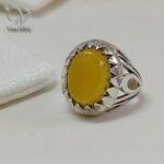 انگشتر نقره مردانه سنگ عقیق زرد با امکان حکاکی تخصصی شرف الشمس کد 6089