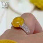 انگشتر نقره زنانه سنگ عقیق زرد با حکاکی دعای شرف الشمس کد 5962 - Image 2